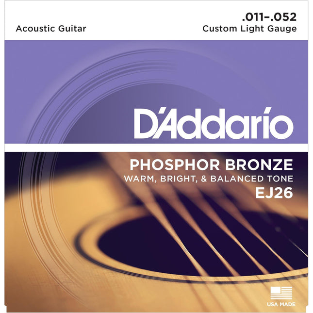 DADDARIO EJ26 AKUSTİK GİTAR TEL SETİ, 11-52, PHOSPHOR BRONZE, CUSTOM LIGHT
