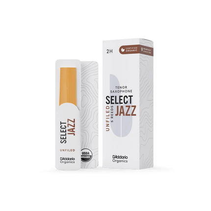D'Addario Woodwinds Organic Select Jazz Unfiled Tenor Saxophone Reed No:2 Hard 