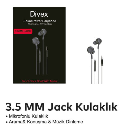 Divex Dh-262 3 5Mm Jack Slikonlu Kulaklık