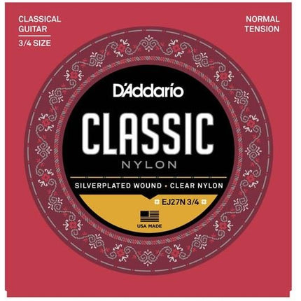 DADDARIO EJ27N 3/4 KLASİK GİTAR TEL SETİ, SILVERPLATED WOUND, NORMAL TENSION