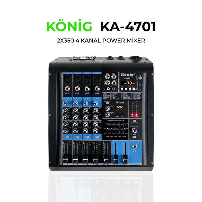König Ka-4701 P 4 Channel Power Mixer 2X350W
