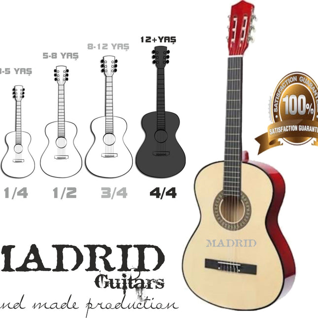 Madrid Mcg-125 Rds-Kırmızı Siyah 39 Klasik Gitar Tam Boy