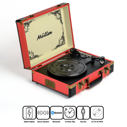 Müller Mr-350Bt Nostalgic Turntable Strawberry-Red