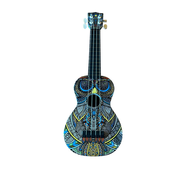 Soprano Ukulele Tribal Baykuş Desen Kapak