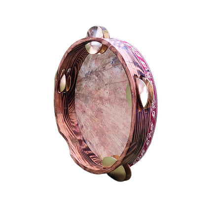 Tambourine Yellow Metal Bell Marbling Patterned Leather 28 cm DZDSE28